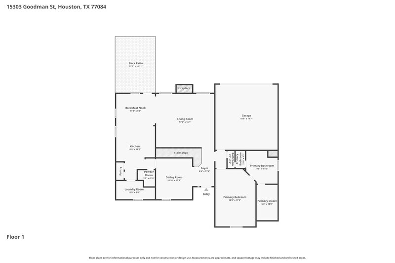 2,140/Mo, 15303 Goodman St Houston, TX 77084 Floor Plan View