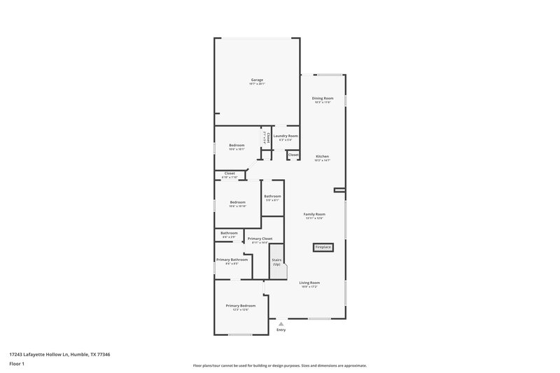 1,950/Mo, 17243 Lafayette Hollow Ln Humble, TX 77346 Floorplan View