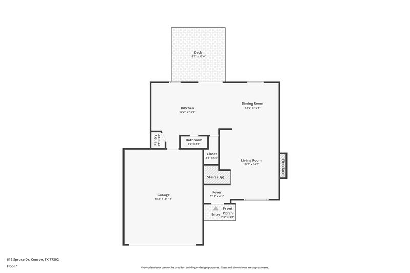 1,670/Mo, 612 Spruce Drive Conroe, TX 77302 Floor Plan View