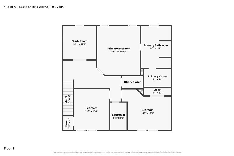1,635/Mo, 16770 N Thrasher Dr Conroe, TX 77385 Floor Plan View 2