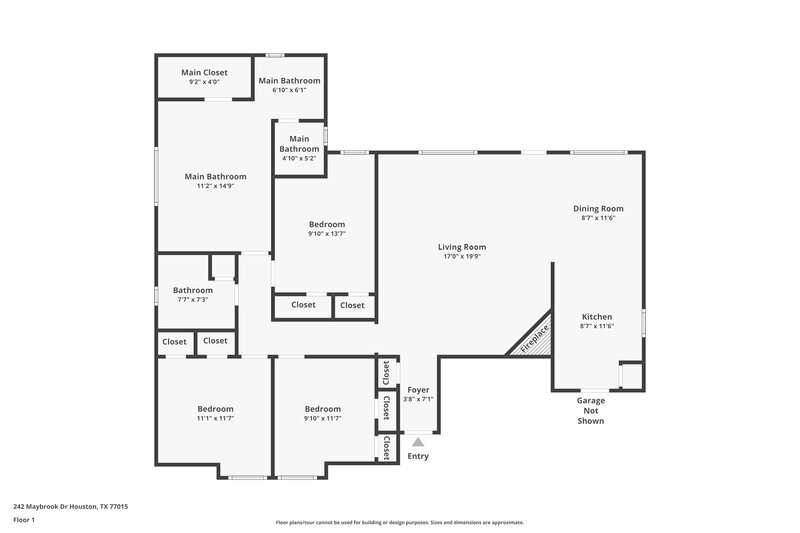 1,565/Mo, 242 Maybrook Drive Houston, TX 77015 Floor Plan View