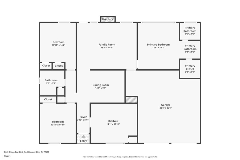 1,940/Mo, 8443 S Meadow Bird Circle Missouri City, TX 77489 Floor Plan View