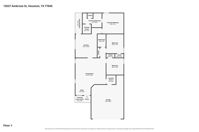 1,765/Mo, 13527 Ambrose Street Houston, TX 77045 Floor Plan View