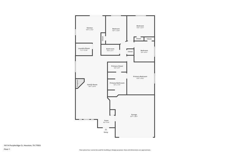 2,125/Mo, 16114 Purpleridge Court Houston, TX 77053 Floor Plan View