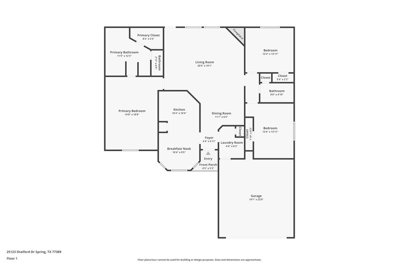 2,060/Mo, 25123 Shalford Drive Spring, TX 77389 Floor Plan View