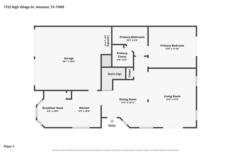 1,905/Mo, 7722 High Village Drive Houston, TX 77095 Floor Plan View