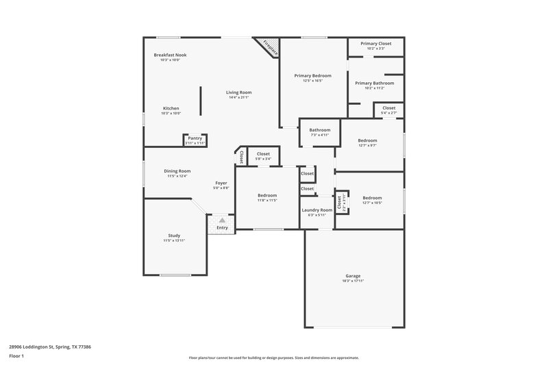 1,980/Mo, 28906 Loddington Street Spring, TX 77386 Floor Plan View