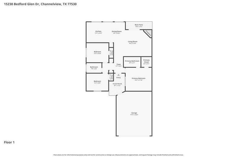 1,765/Mo, 15238 Bedford Glen Drive Channelview, TX 77530 Floor Plan View