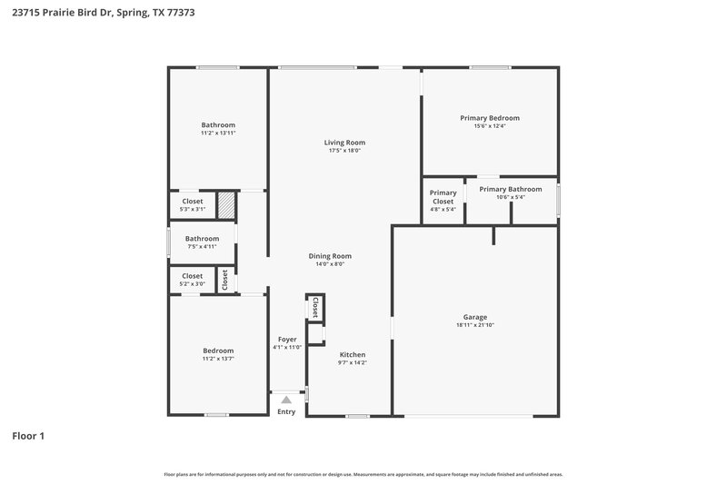 1,785/Mo, 23715 Prairie Bird Drive Spring, TX 77373 Floor Plan View