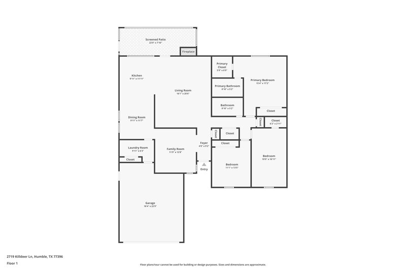 1,800/Mo, 2719 Killdeer Lane Humble, TX 77396 Floor Plan View