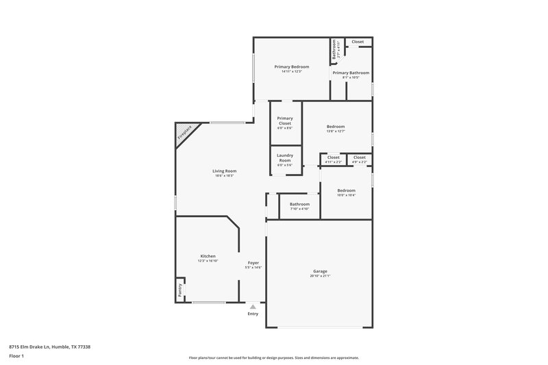 1,965/Mo, 8715 Elm Drake Lane Humble, TX 77338 Floor Plan View