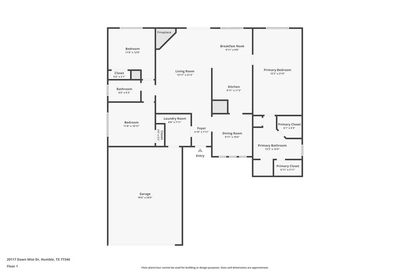 1,645/Mo, 20117 Dawn Mist Dr Humble, TX 77346 Floor Plan View