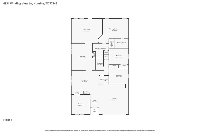 2,870/Mo, 4931 Winding View Ln Humble, TX 77346 Floor Plan View