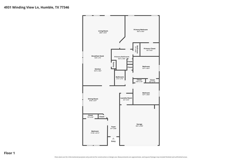 1,950/Mo, 4931 Winding View Ln Humble, TX 77346 Floor Plan View