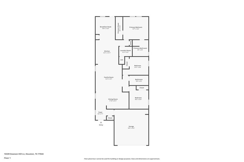 1,730/Mo, 10339 Dawson Hill Ln Houston, TX 77044 Floor Plan View