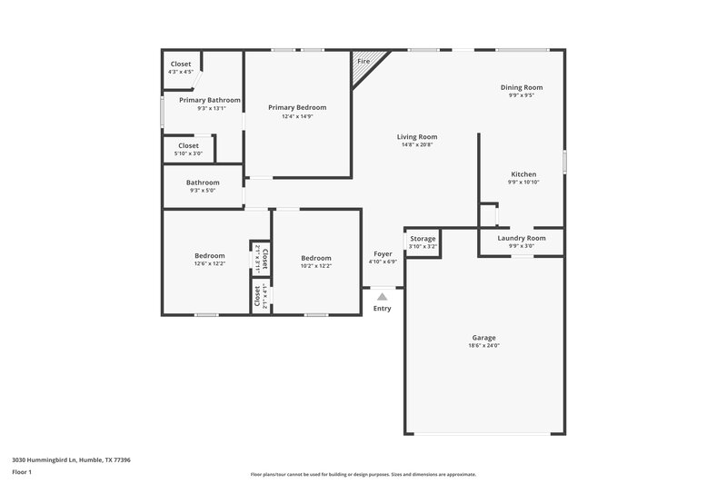 1,915/Mo, 3030 Hummingbird Ln Humble, TX 77396 Floor Plan View