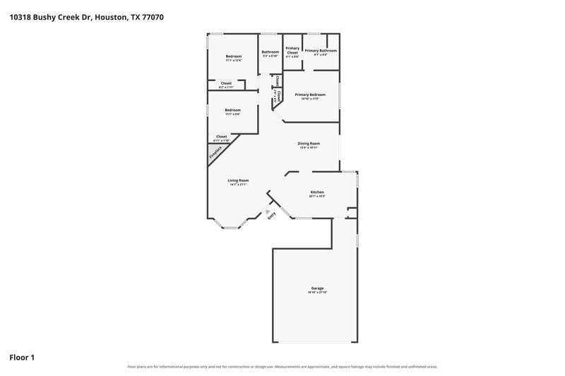1,685/Mo, 10318 Bushy Creek Dr Houston, TX 77070 Floor Plan View