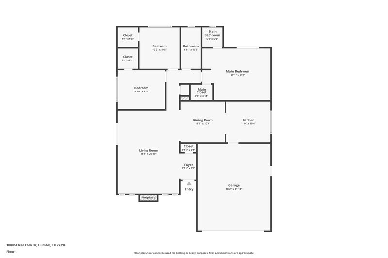 1,805/Mo, 10806 Clear Fork Dr Humble, TX 77396 Floor Plan View