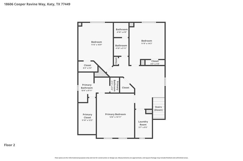 1,895/Mo, 18606 Cooper Ravine Way Katy, TX 77449 Floor Plan View 2