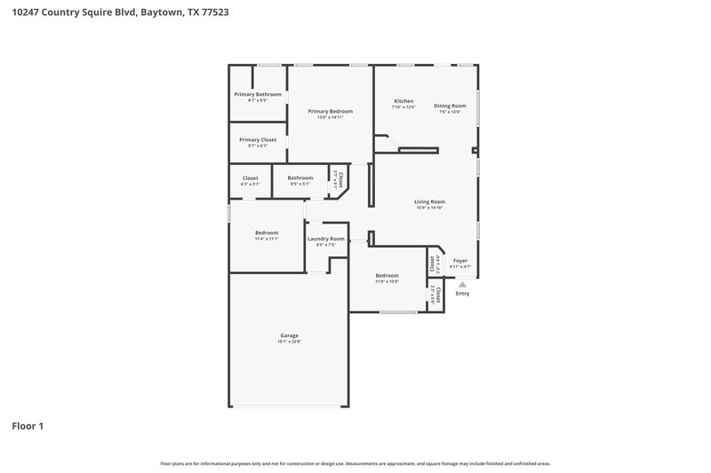 1,795/Mo, 10247 Country Squire Blvd #1 Baytown, TX 77523 Floorplan View