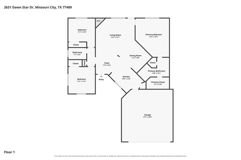 1,795/Mo, 2631 Dawn Star Dr Missouri City, TX 77489 Floor Plan View