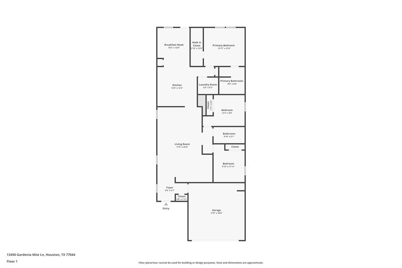 1,855/Mo, 13450 Gardenia Mist Lane Houston, TX 77044 Floor Plan View