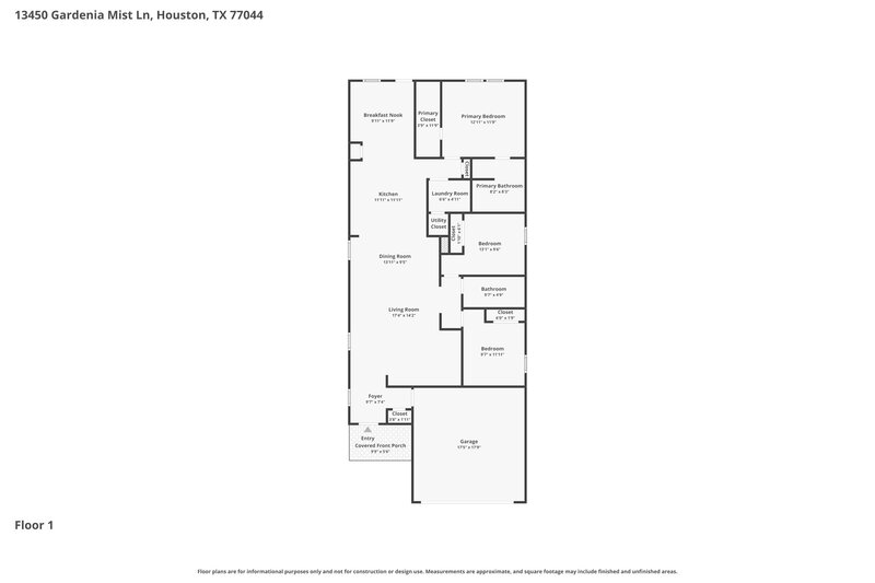 1,840/Mo, 13450 Gardenia Mist Lane Houston, TX 77044 Floor Plan View