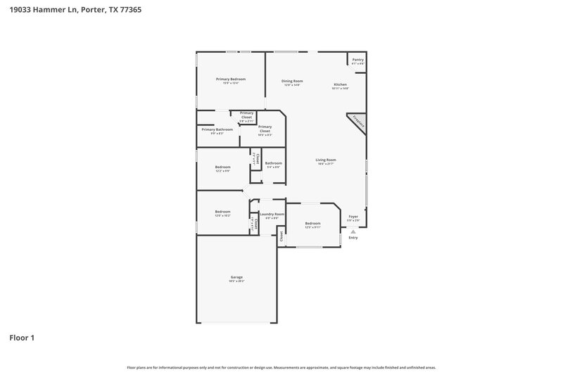 1,715/Mo, 19033 Hammer Ln Porter, TX 77365 Floor Plan View