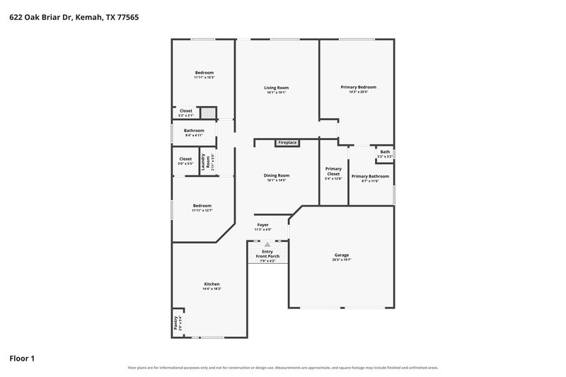 2,260/Mo, 622 Oak Briar Dr Kemah, TX 77565 Floor Plan View