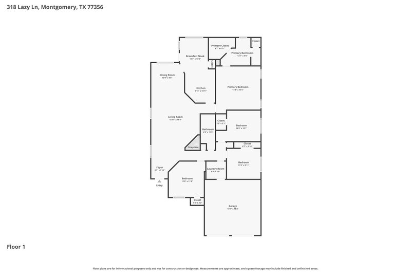 1,745/Mo, 318 Lazy Ln Montgomery, TX 77356 Floor Plan View