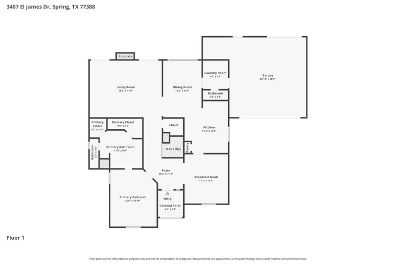 2,485/Mo, 3407 El James Dr Spring, TX 77388 Floor Plan View