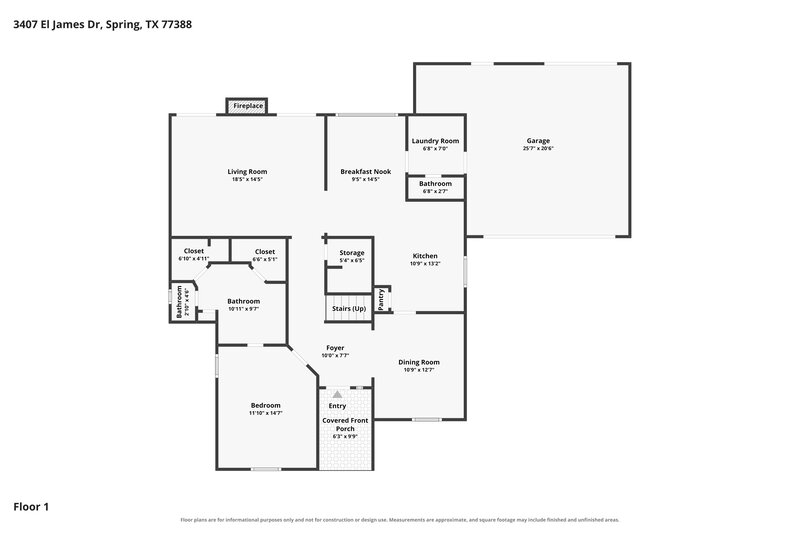 2,485/Mo, 3407 El James Dr Spring, TX 77388 Floor Plan View