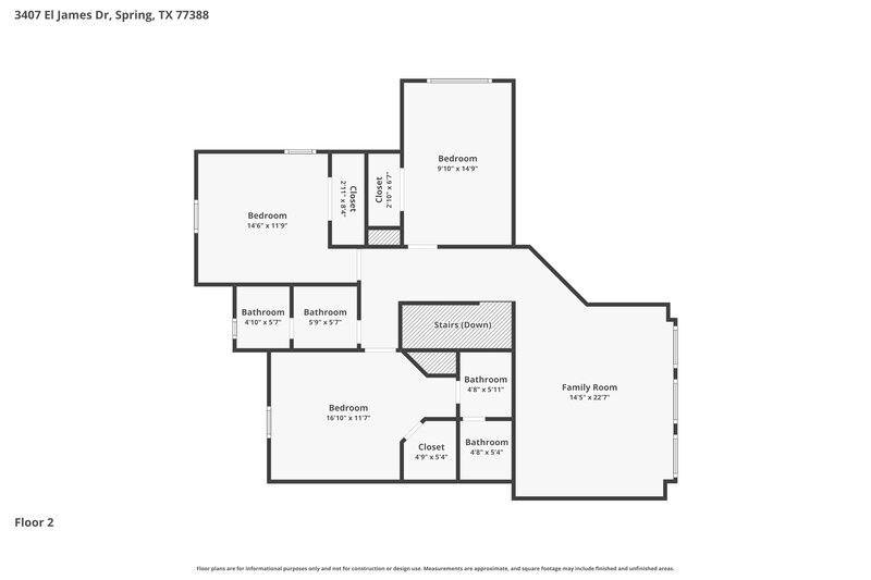 2,485/Mo, 3407 El James Dr Spring, TX 77388 Floor Plan View 2