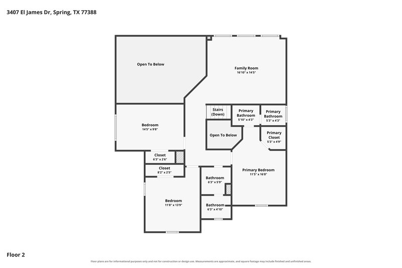 2,485/Mo, 3407 El James Dr Spring, TX 77388 Floor Plan View 2