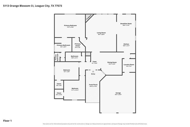 2,420/Mo, 5113 Orange Blossom Ct League City, TX 77573 Floor Plan View