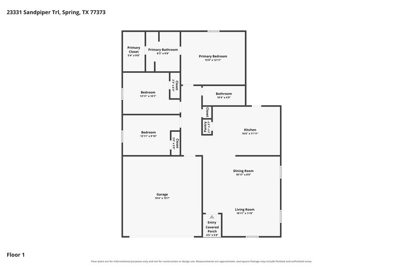 1,910/Mo, 23331 Sandpiper Trail Spring, TX 77373 Floor Plan View