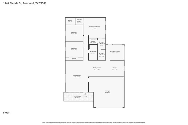 2,015/Mo, 1140 Glenda St Pearland, TX 77581 Floor Plan View