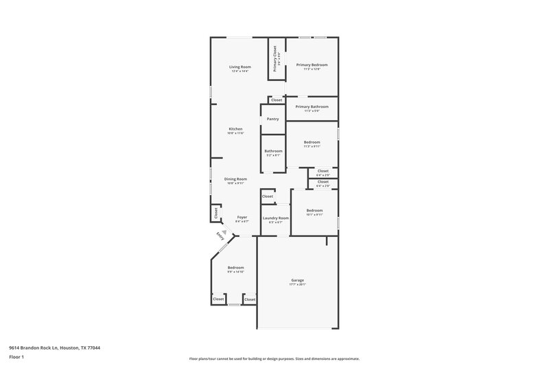 1,740/Mo, 9614 Brandon Rock Lane Houston, TX 77044 Floor Plan View