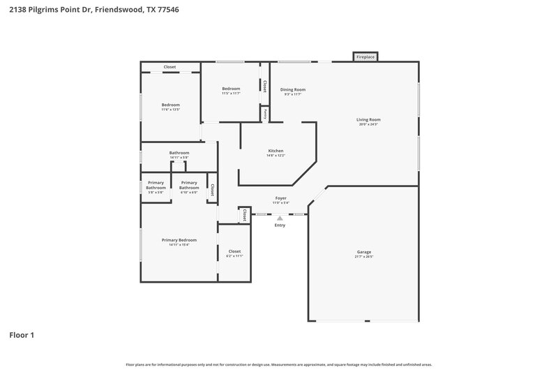 1,960/Mo, 2138 Pilgrims Point Dr Friendswood, TX 77546 Floor Plan View