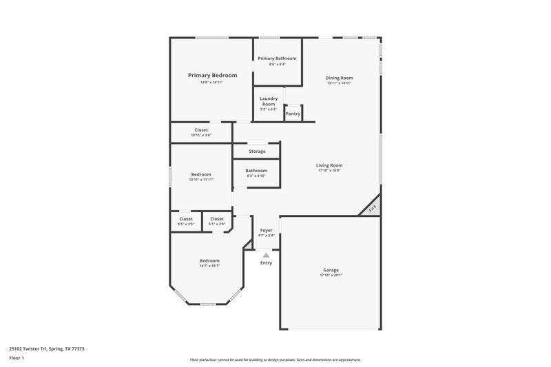 1,770/Mo, 25102 Twister Tr Spring, TX 77373 Floor Plan View