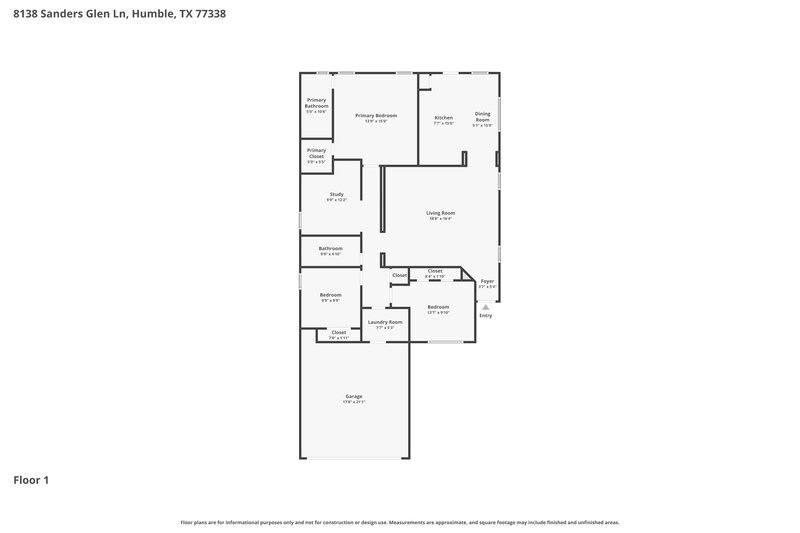 1,865/Mo, 8138 Sanders Glen Ln Humble, TX 77338 Floor Plan View
