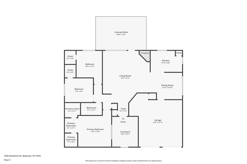 1,905/Mo, 7526 Shoshone Dr Baytown, TX 77521 Floor Plan View