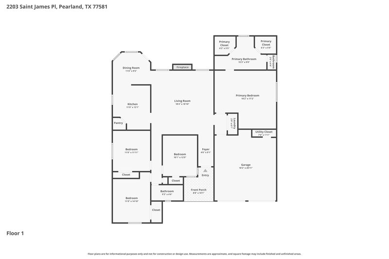 2,310/Mo, 2203 St James Pl Pearland, TX 77581 Floor Plan View