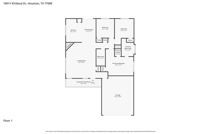 1,920/Mo, 10911 Kirkbud Ln Houston, TX 77089 Floor Plan View