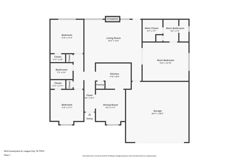 2,105/Mo, 5614 Countryaire St League City, TX 77573 Floor Plan View