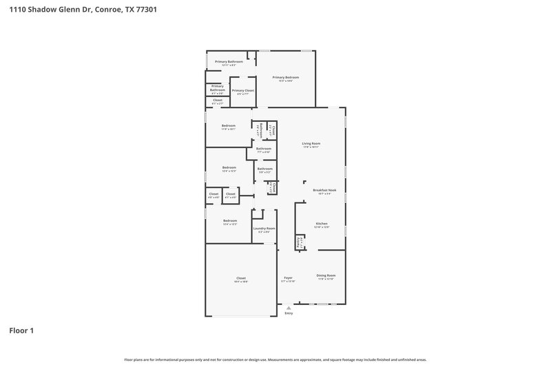 1,805/Mo, 1110 Shadow Glenn Dr Conroe, TX 77301 Floor Plan View