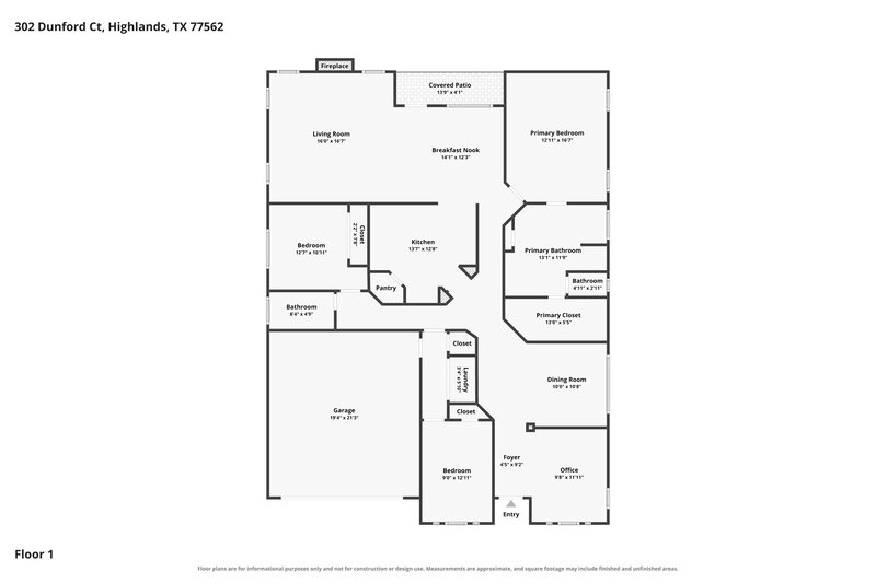 1,815/Mo, 302 Dunford Ct Highlands, TX 77562 Floor Plan View