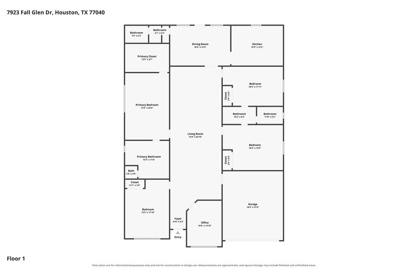 2,180/Mo, 7923 Fall Glen Dr Houston, TX 77040 Floor Plan View