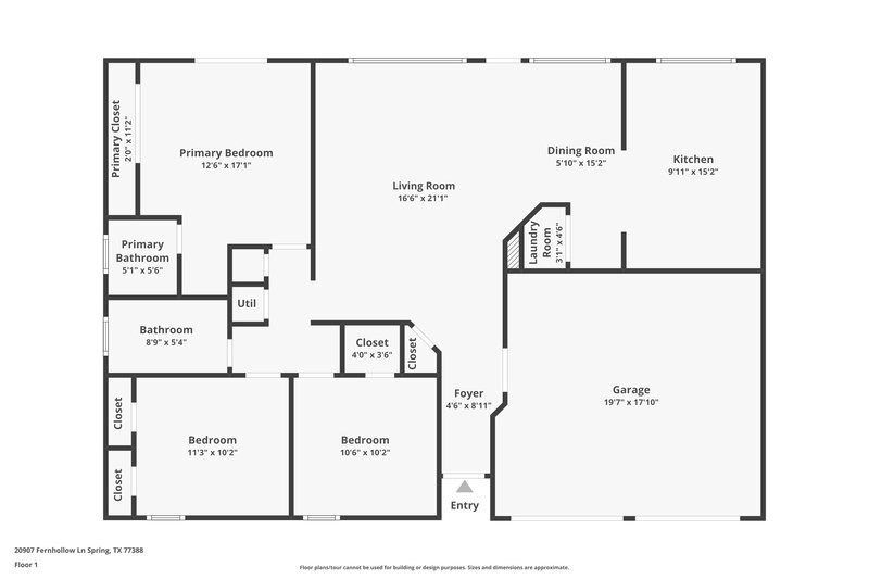 1,900/Mo, 20907 Fernhollow Ln Spring, TX 77388 Floor Plan View