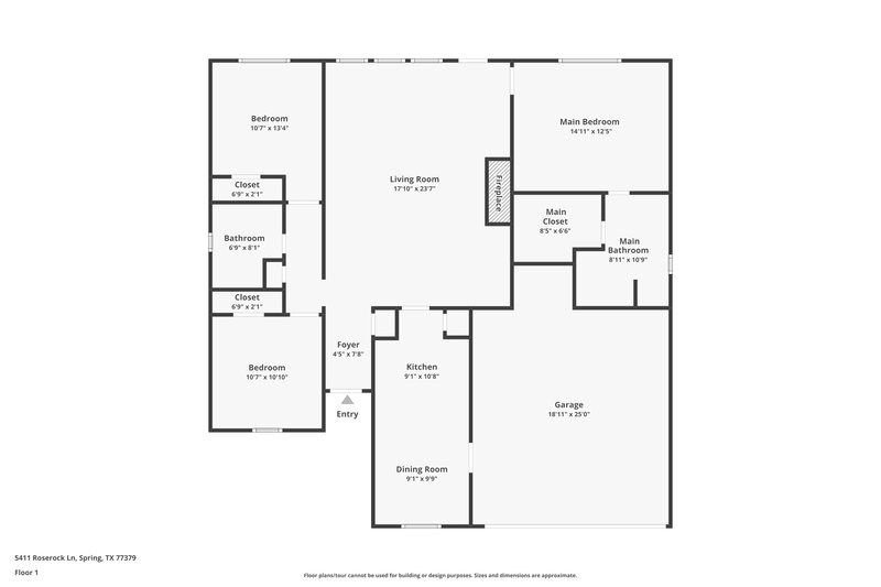 1,820/Mo, 5411 Roserock Ln Spring, TX 77379 Floor Plan View